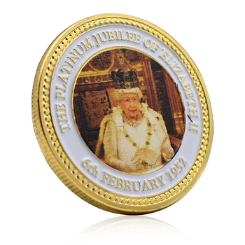 Королева Англии Елизавета II Золотая монета Памятная медаль Украшения Сувениры Предметы коллекционирования Подарки