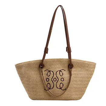 Соломенная сумка во французском стиле 2023 новая женская сумка в пасторальном стиле ручной работы, сумка-тоут для отдыха на море, портативная женская сумка через плечо