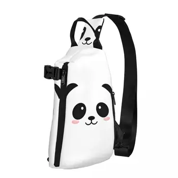 Сумки через плечо с изображением медведя панды, кавайная нагрудная сумка Kawaii, мужская велосипедная сумка-слинг в уличном стиле, сумки через плечо с деловым принтом