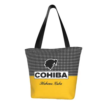 Изготовленные на заказ холщовые сумки для покупок Cohiba Habana, женские моющиеся сумки для покупок Cuba Cigar Tote