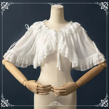 Элегантное летнее пальто-шаль в стиле милой Лолиты, женский винтажный шифоновый кардиган с бантом, свободный верхний слой, милое пальто-накидка из тонкой сетки