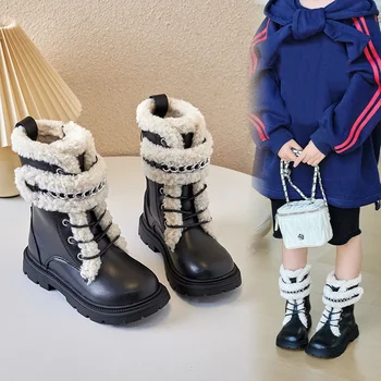 2023 Детская обувь для девочки, универсальные мягкие ботинки для малышей, Зима-осень, классические нескользящие ботинки принцессы, милые