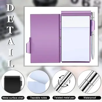 Креативные металлические блокноты для заметок, блокнот-раскладушка с карманом для ручки, список дел, мини-блокнот, канцелярские принадлежности