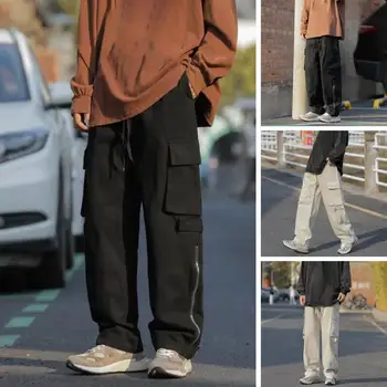 Мужские брюки-карго, модные мешковатые брюки, уличная одежда с большими карманами, повседневные брюки-карго в стиле хип-хоп для мужской одежды брюки карго