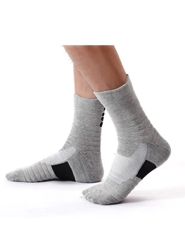 Мужские спортивные носки до середины икры, элитные носки для бадминтона, бега на открытом воздухе, носки с кисточками, впитывающие пот, нескользящие баскетбольные носки