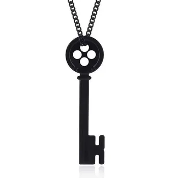 Ожерелье с Коралиной из фильма ужасов, Мультяшная черная кнопка, ключ, ошейник с черепом, ожерелье, шпилька в виде стрекозы для женщин, подарок ювелирных изделий