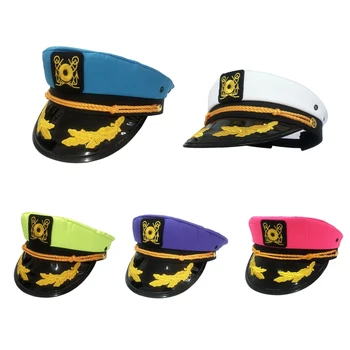 Модная Вышитая военная шляпа, капитанская кепка, Кепка морского пехотинца, военная шляпа для взрослых, темно-синяя шляпа для маскарадного костюма