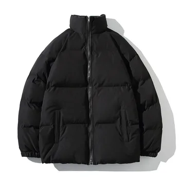 Осенне-зимнее новое мужское хлопчатобумажное пальто корейской версии свободного покроя с большим стоячим воротником, плотное теплое повседневное хлопчатобумажное пальто