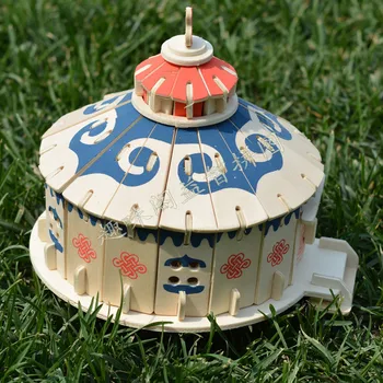 Собранная своими руками 3D Модель 3D Головоломки Деревянное Здание Модель Игрушки Prairie Pearl Yurt