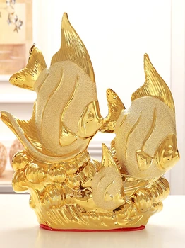 Керамические украшения в виде золотых рыбок, винные шкафы, перегородки, креативная мебель для дома, высококачественная и изысканная выдолбленная комната