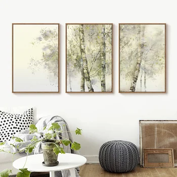 Винтажный плакат на стену, ретро декор, художественные принты, пейзаж, деревья, картина для домашнего дизайна, Безрамный декор для дома