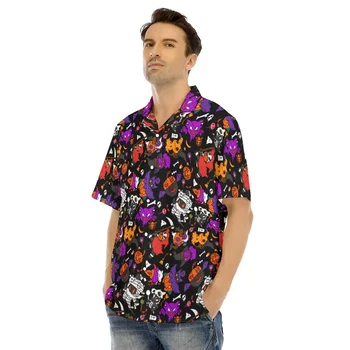 Новая Мужская Гавайская Рубашка С Аниме-принтом Gengar Kawaii, Забавный Полный 3D Принт, Летние Рубашки На Пуговицах С Коротким Рукавом