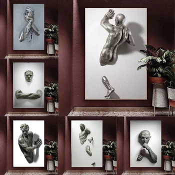 Выдающиеся визуальные эффекты, картина на холсте, металлическая фигурка, статуя, плакаты и принты, настенные панно для домашнего декора гостиной