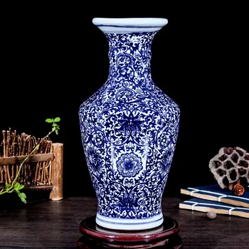 Керамическая ваза сине-белое фарфоровое украшение Винный шкаф гостиная Китайские поделки
