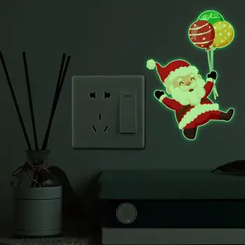 Наклейка на выключатель Наклейка на выключатель с элементами Санта-Клауса Праздничная наклейка на стену с рисунком Санта-Клауса Рождественская наклейка на выключатель для дома