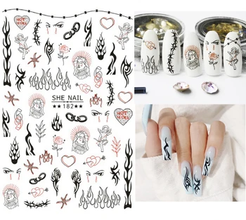 Серия SHE SHE-182 мультяшный 3D-клей для обратной стороны Самоклеящиеся наклейки для дизайна ногтей Инструмент для украшения Слайдеров для наклеек для ногтей