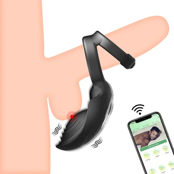Вибрирующее Кольцо Для Члена Секс-Игрушки Для Мужчин Bluetooth APP Control Вибратор Для Члена Кольцо Для Пениса С Задержкой семяизвержения Секс-Игрушки Для Взрослых 18
