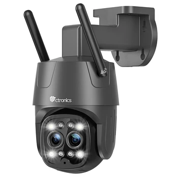Ctronics 4G Sim Двухобъективная IP-Камера с 6-Кратным Зумом Открытый PTZ 360 CCTV Автоматическое Отслеживание Цветного Ночного Видения FHD 1080P Настенный Потолочный Монтаж