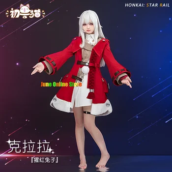 Новая игра Clara Cosplay Wig Costume Honkai Star Rail Косплей Парики Clara Red Suit Длинные волосы Ролевая игра для вечеринки на Хэллоуин 2023