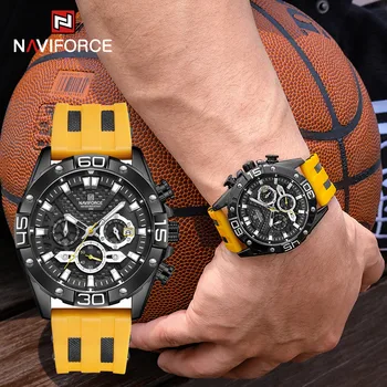 Мужские часы NAVIFORCE люксового бренда, многофункциональный циферблат, водонепроницаемые наручные часы, силиконовая лента, Деловые мужские часы Relogio Masculino