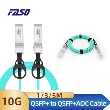 Активный оптический кабель QSFP +-QSFP + 10G 1M /2M3M/5M/10M OM3-Aqua AOC 1-5 м, для Cisco, Huawei, MikroTik, HP, Intel...Etc Switch