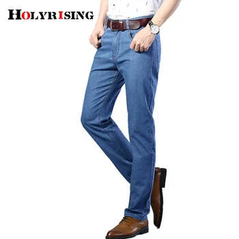 мужские джинсовые брюки классического стиля, мужские джинсы в деловом повседневном стиле, стрейчевые узкие джинсовые брюки, Светло-синие Черные брюки, мужские 19569