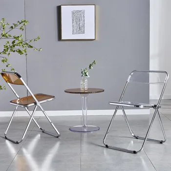 Современный минималистичный обеденный стул с подвижной Прозрачной спинкой для отдыха в гостиной Из акрилового гостиничного пластика cadeiras Кухонная мебель HY