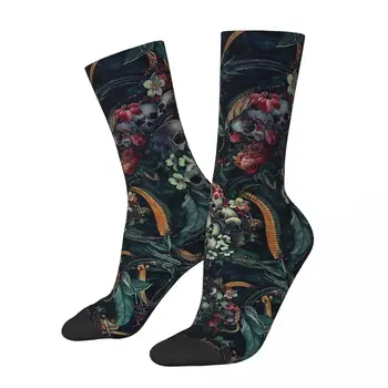 Забавные мужские носки Happy с черепами и змеями, винтажная культура харадзюку, хип-хоп, новинка, повседневная одежда, подарочный принт на носках Crazy Sock
