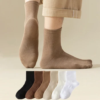 Зимние эластичные носки для пары, удобные нейтральные однотонные теплые повседневные простые деловые носки для экипажа, мужская мягкая повседневная одежда в морском стиле