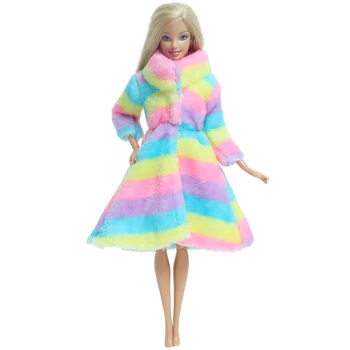 1 Комплект с длинными рукавами, яркая мягкая шуба, халат, теплое зимнее платье, повседневная одежда, аксессуары, одежда для куклы Барби, игрушки своими руками