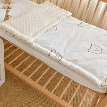 Детская кроватка, наматрасник, 50x90 см, спальный коврик, Мягкое хлопковое норковое одеяло для девочек, чехол для кроватки для новорожденных, комплект для детской кровати