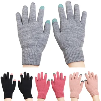 Женские зимние Теплые Вязаные утолщенные Эластичные перчатки s, женские повседневные перчатки с утеплителем, аксессуары для девочек, варежки для мужчин