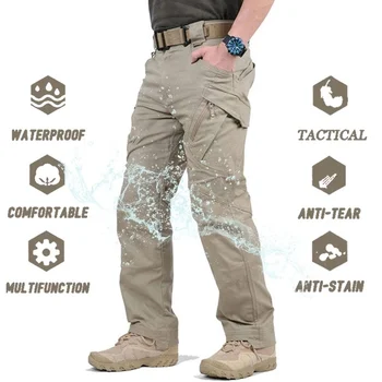 Тактические брюки-карго мужские с несколькими карманами Дышащие быстросохнущие стрейчевые брюки SWAT Combat Водонепроницаемые армейские рабочие брюки 5XL