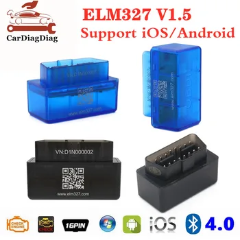 BT 4.0 ELM327 V1.5 МОЖЕТ Чипироваться С помощью Сканирования QR-кода, Используемого Для iOS Android Car OBD2 Диагностический Сканирующий Инструмент Считыватель кода Высокого качества