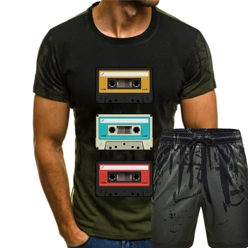 Компакт-кассета ретро-магнитофон олдскульная кассета 80-х музыкальная винтажная футболка с трафаретным принтом мужская футболка