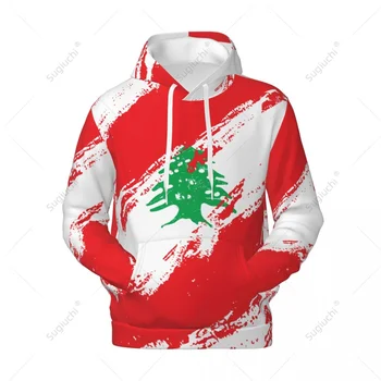 Толстовка цвета флага Ливана Унисекс 3D Мужская Женская Толстовка Harajuku, Пуловер, Толстовки из полиэстера, повседневная