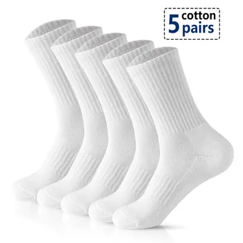 5 Пар / лот Мужские носки Хлопчатобумажные Дышащие Длинные деловые носки Harajuku, однотонные носки для спорта на открытом воздухе Gentleman Sox Sokken, Размер 39-45