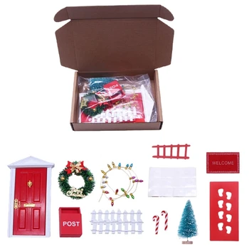 11 шт./лот, мини-наборы для дверей, прекрасный набор декора для кукольного домика, Рождественский орнамент для кукольного домика