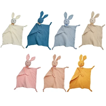 Хлопковое одеяло с кроликом Универсальное детское одеяло Нежное одеяло 28x28 см/ 11x11 дюймов Одеяло для младенцев и малышей