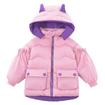 Верхняя одежда на молнии для маленьких девочек, пуховики с капюшоном для маленьких девочек, детские пальто, детская теплая куртка с героями мультфильмов, пальто, куртка