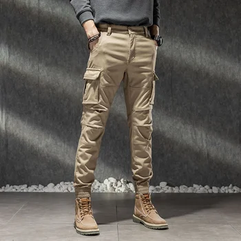 Зимние мужские камуфляжные брюки-карго для бега трусцой 2024 года, толстые флисовые теплые брюки в стиле милитари с большим карманом, узкие брюки-карандаш для мужчин