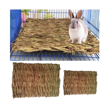 Натуральный травяной коврик для домашних животных, кровать для хомяка, безопасная игрушка для жевания кролика, ежика, товары для домашних животных, коврик для кровати для хомяка из натуральной травы