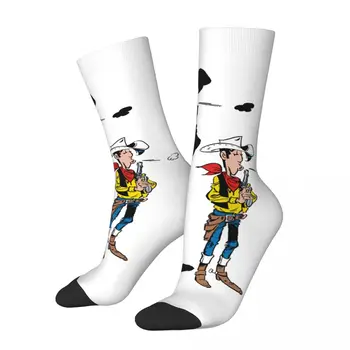 Носки Lucky Luke Мужские и женские повседневные носки с героями мультфильмов Высокого качества Весна Лето Осень Зима Носки средней длины Подарки