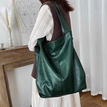 Кожаные женские сумки-полумесяцы, вместительная сумка-хобо для покупок, качественная мягкая сумка через плечо из искусственной кожи, повседневные Корейские женские сумки-тоут