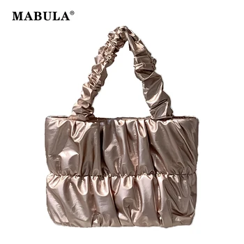 MABULA Серебряные плиссированные сумки из мягкой искусственной кожи, женские повседневные маленькие сумки-тоут, простой дизайн, женские кошельки для телефонов, однотонные цвета