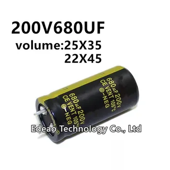 2 шт./лот 200V 680UF 200V680UF 680UF200V объем: 22X35 22x45 мм аудио усилитель мощности инвертор алюминиевый электролитический конденсатор