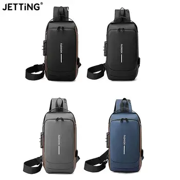 Мужская противоугонная нагрудная сумка, сумки через плечо с USB-зарядкой, школьные сумки-мессенджеры для коротких поездок, мужская Оксфордская сумка-слинг
