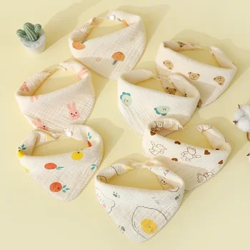 Хлопчатобумажное детское полотенце от слюны, многофункциональное марлевое квадратное полотенце для новорожденных, полотенце для лица в детском саду, треугольное полотенце