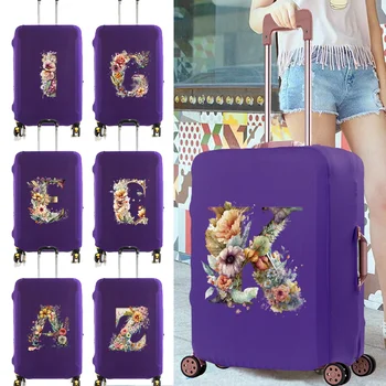 Чехол для багажа, эластичный чехол для чемодана, чехол для пыли для багажа, подходит для 18-32-дюймового органайзера для путешествий с цветочным буквенным рисунком