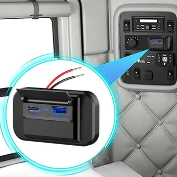 Быстрая зарядка PD Type C с двумя USB-портами, зарядное устройство для автомобильного автобуса, адаптер питания 12 В/24 В, USB-панель питания со Swith для морских мотоциклов